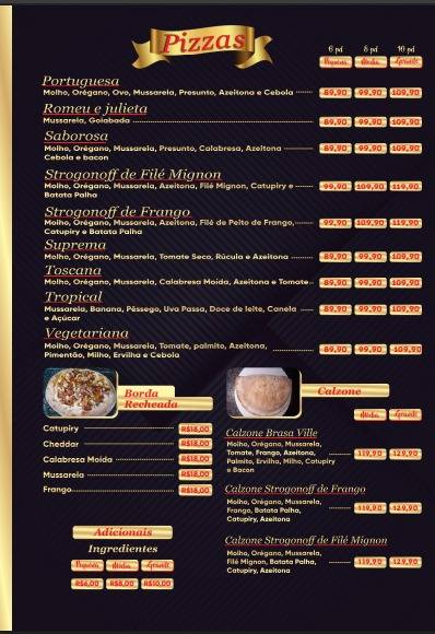 Brasa Ville Pizzaria cardápio