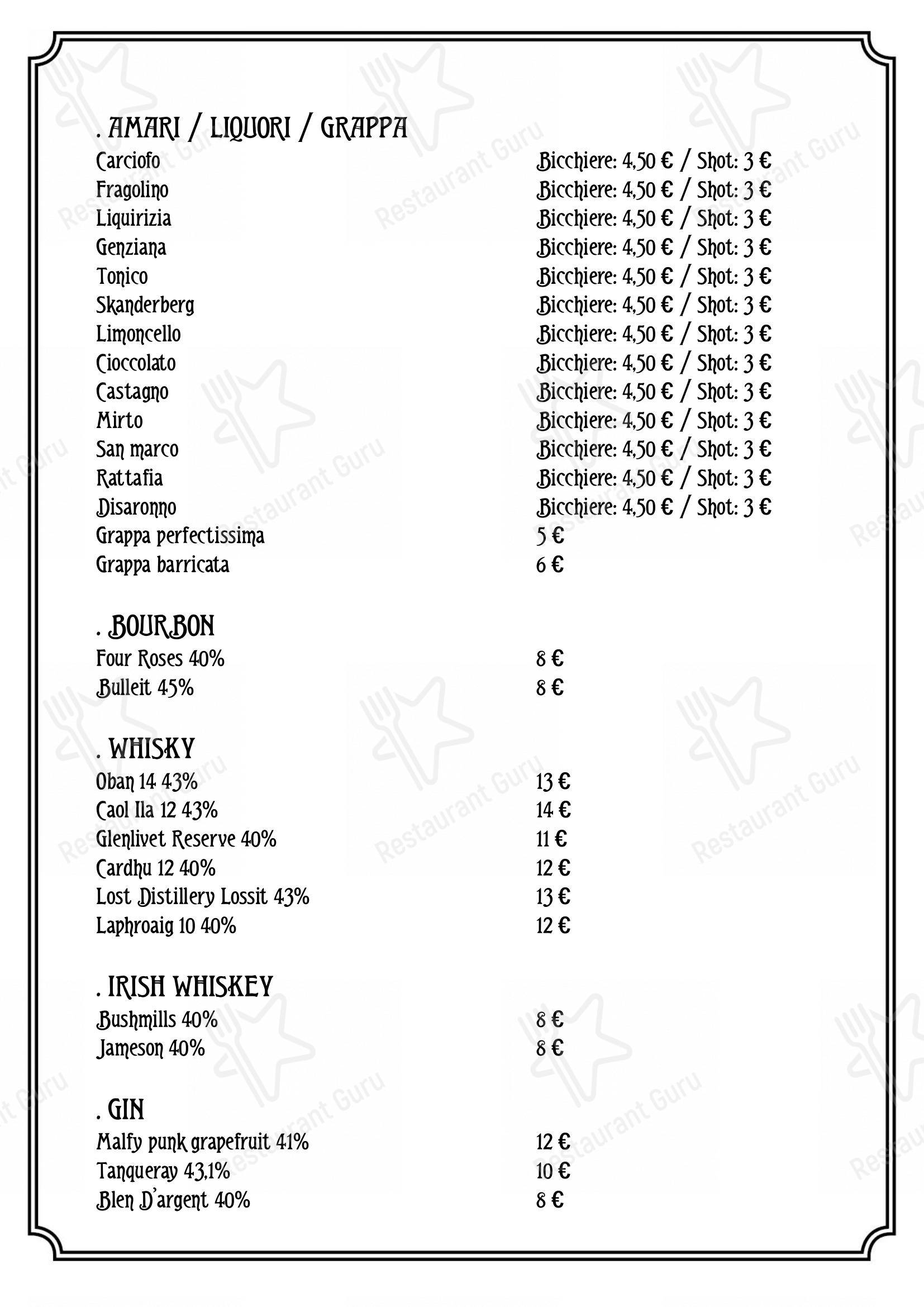 Menu di Brasseria - Menu
