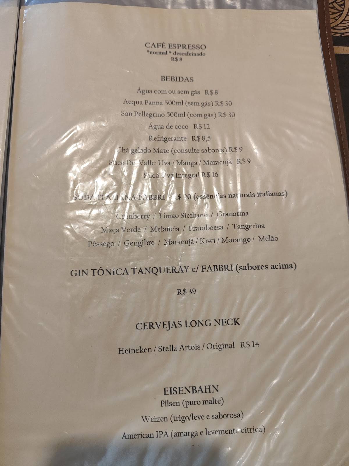 Bravissimo cardápio