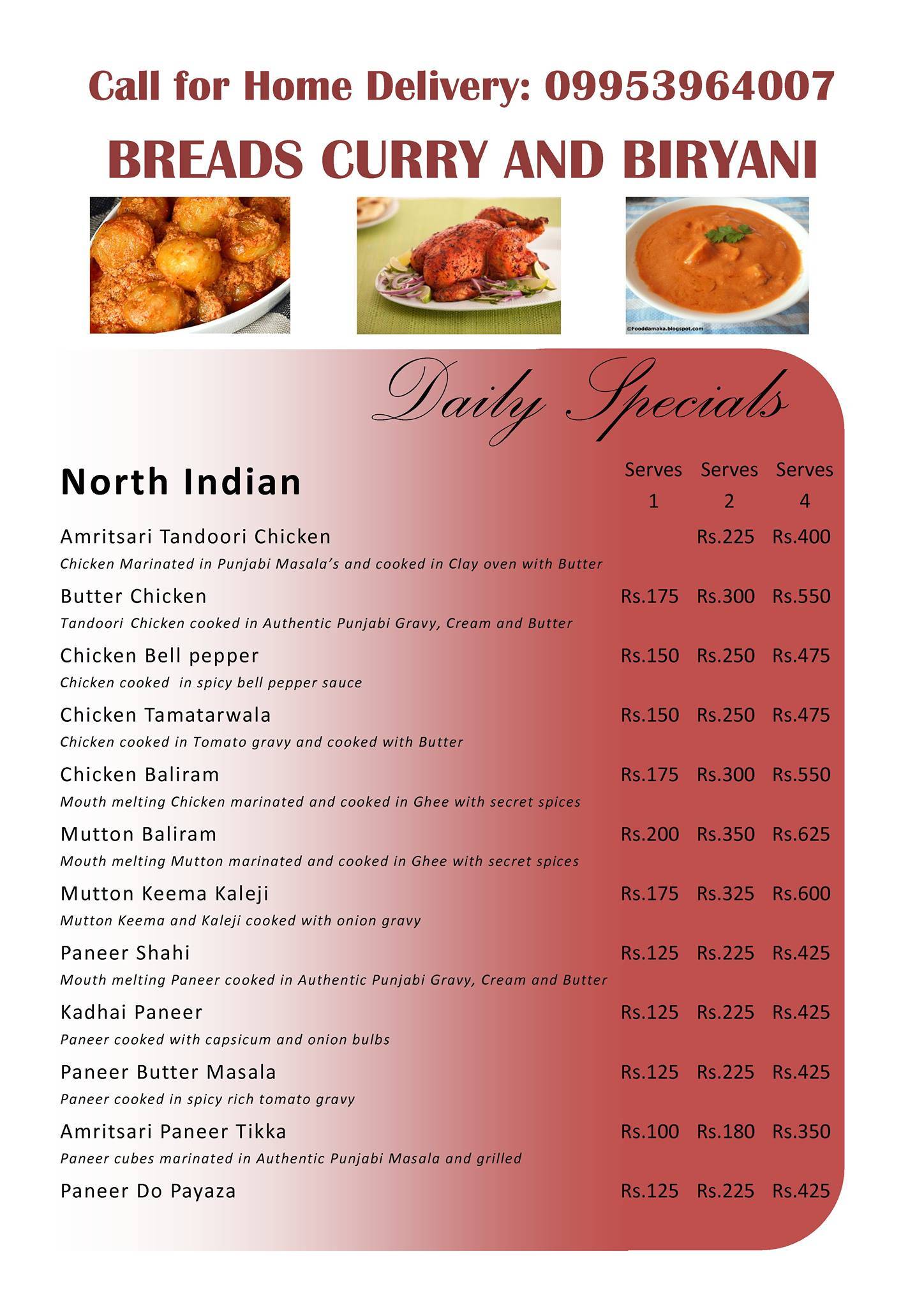 Breads Curry & Biryani menu