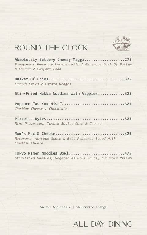 Bridge Bistro Bar menu