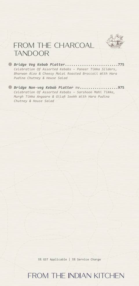 Bridge Bistro Bar menu