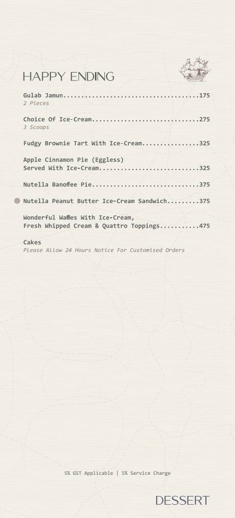 Bridge Bistro Bar menu