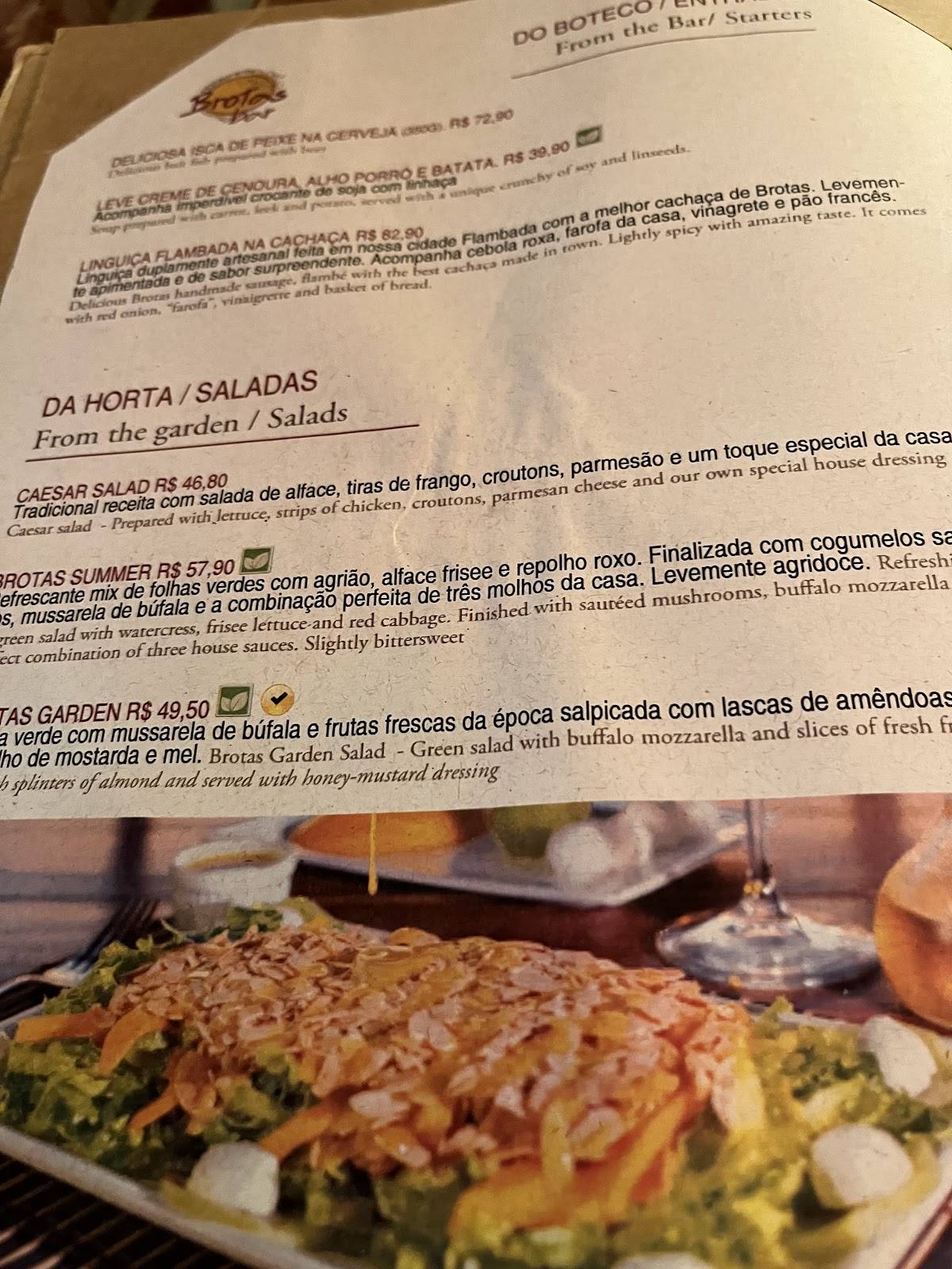 Brotas Bar cardápio