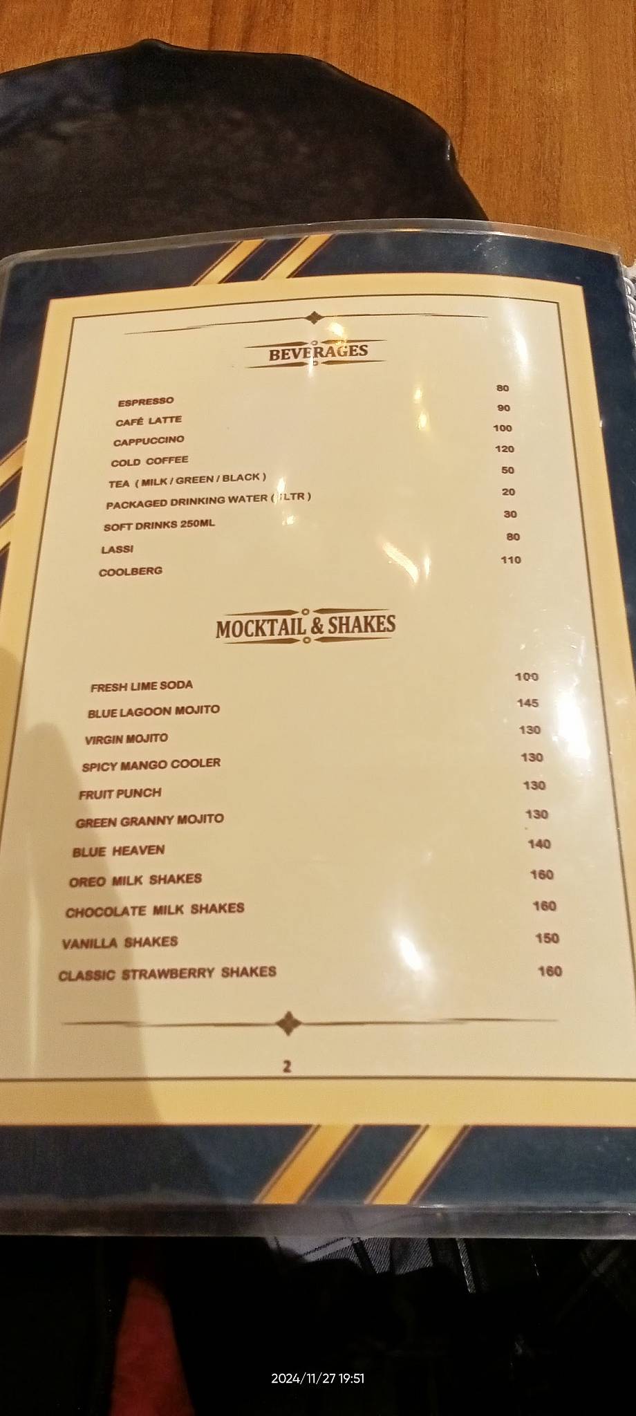 Brotherhood Cafe and Restaurant menu