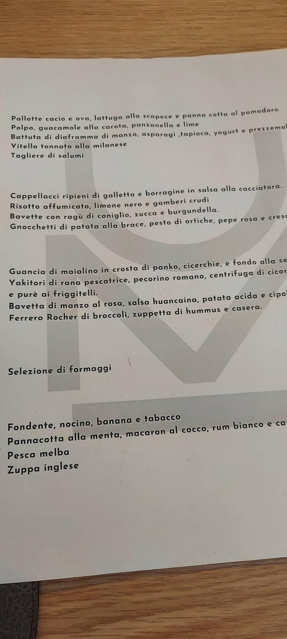 Menu di Bruma Restaurant 