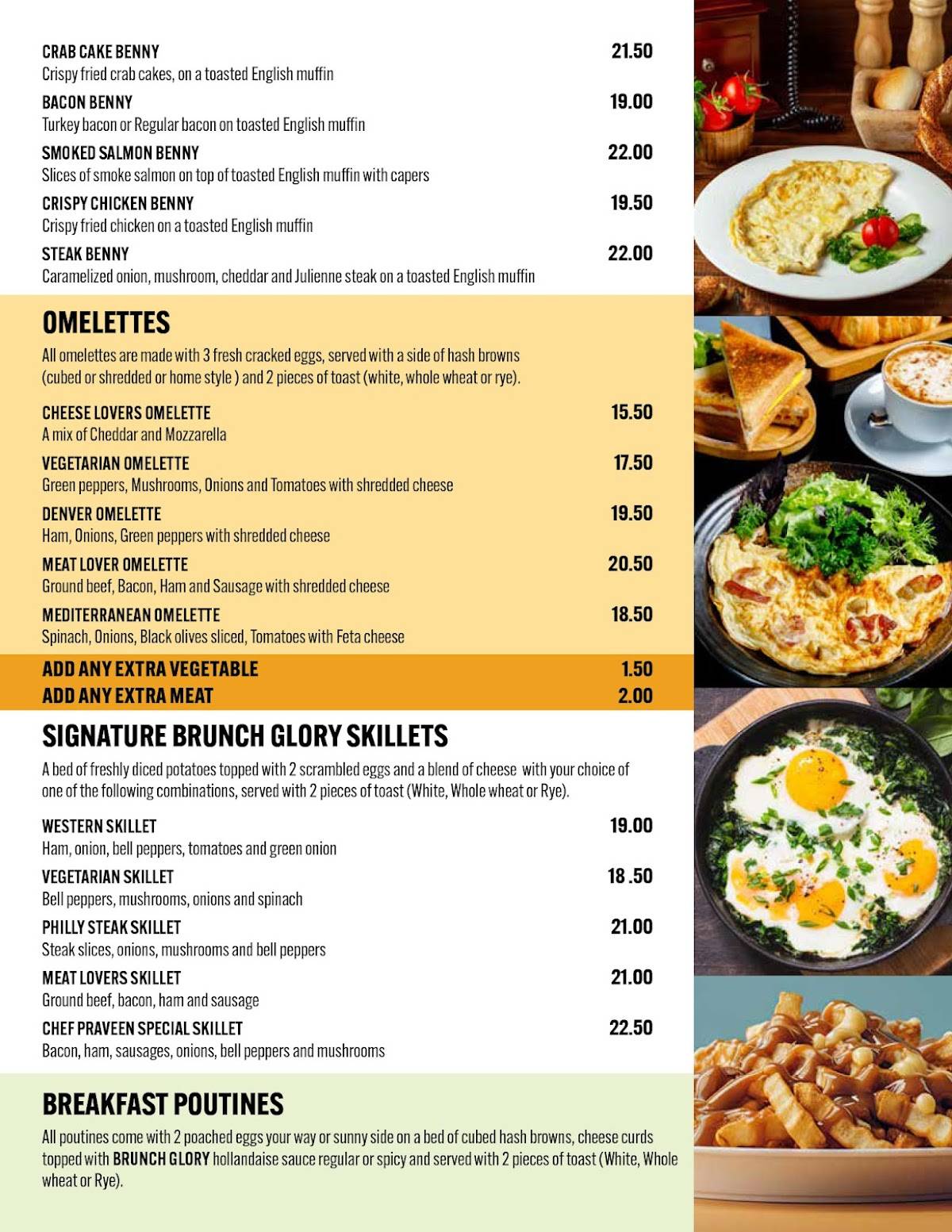 Menu de Brunch Glory & Calypso’s Greek Taverna