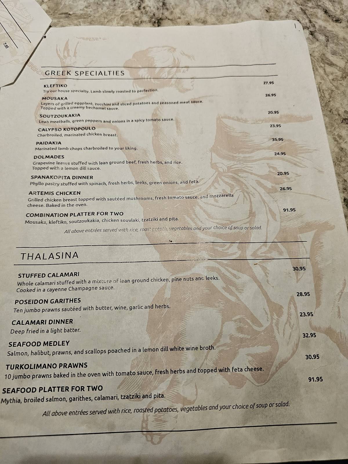Menu de Brunch Glory & Calypso’s Greek Taverna
