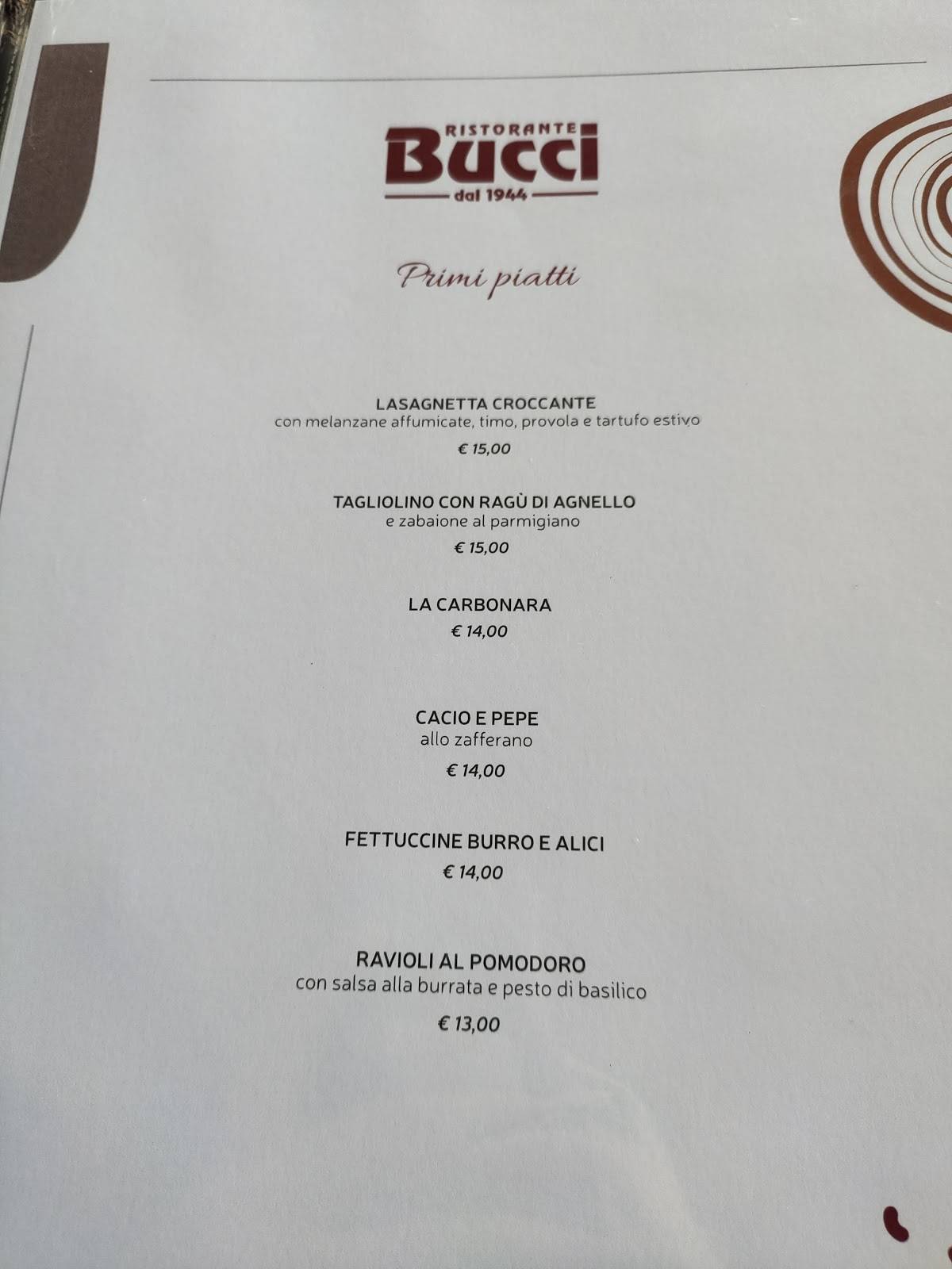 Menu di Bucci 