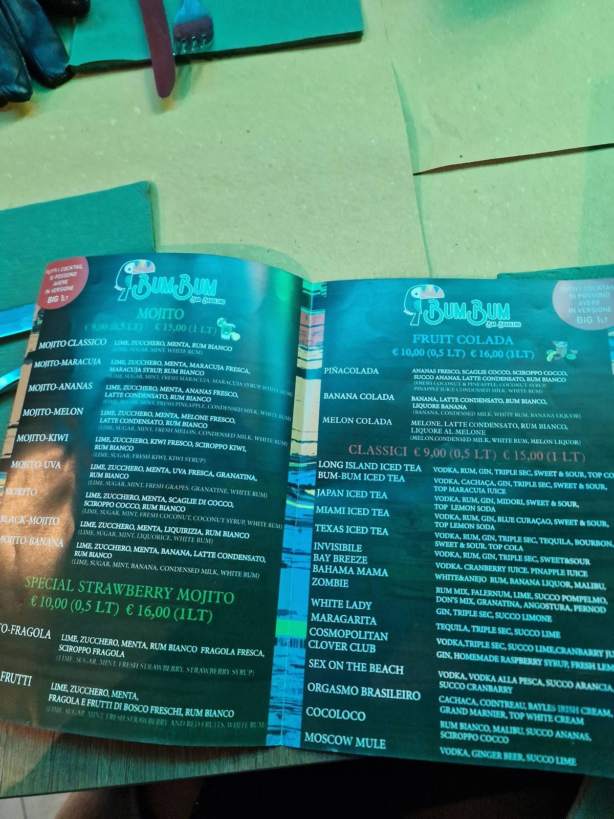 Menu di BumBum Bar Brasileiro 