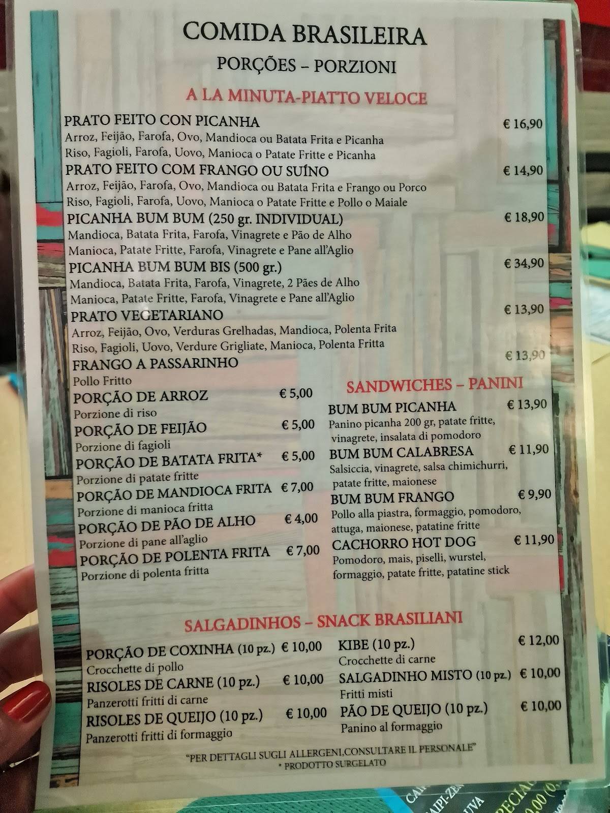 Menu di BumBum Bar Brasileiro 