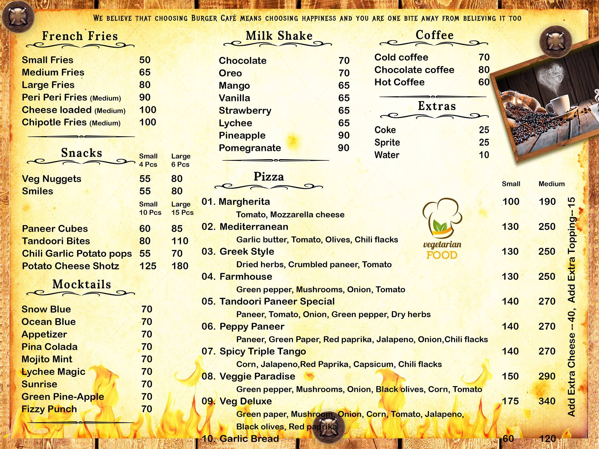 Burger Cafe menu