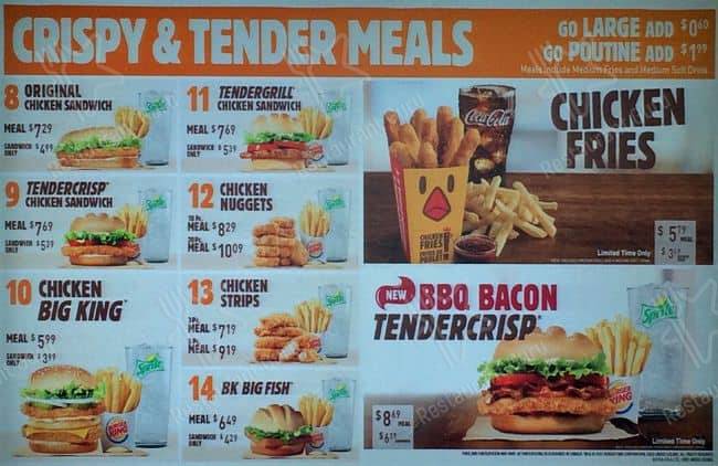 Menu de Burger King