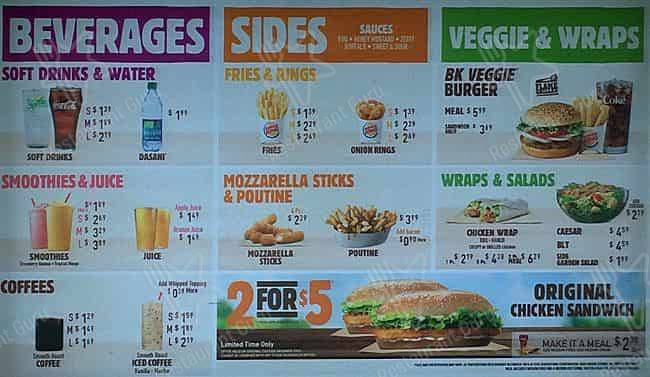 Menu de Burger King