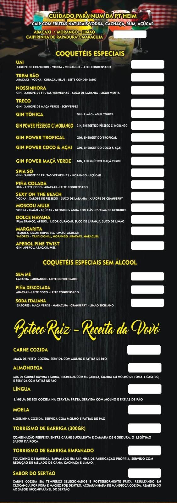 CASA BAR, RESTAURANTE E EMPÓRIO cardápio