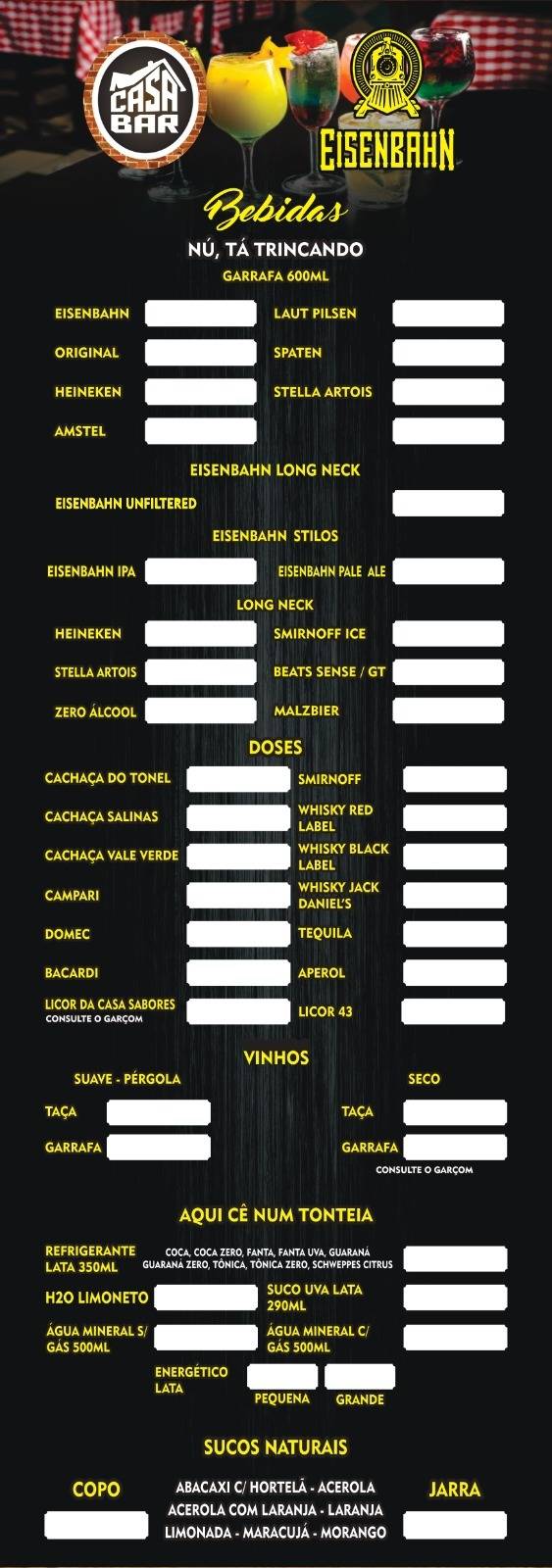 CASA BAR, RESTAURANTE E EMPÓRIO cardápio