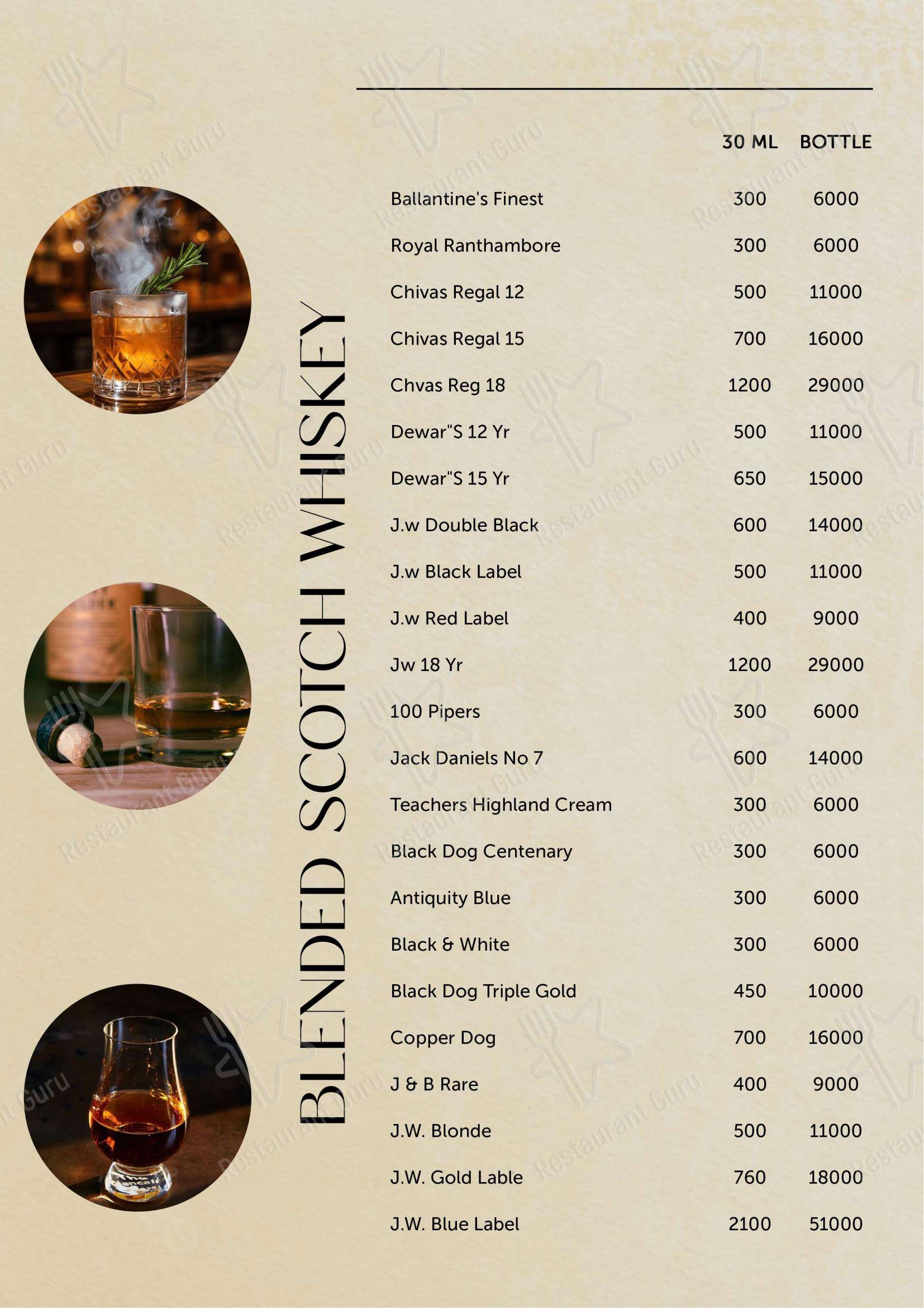 CLUB FENICIA in Kolkata - Menu bar