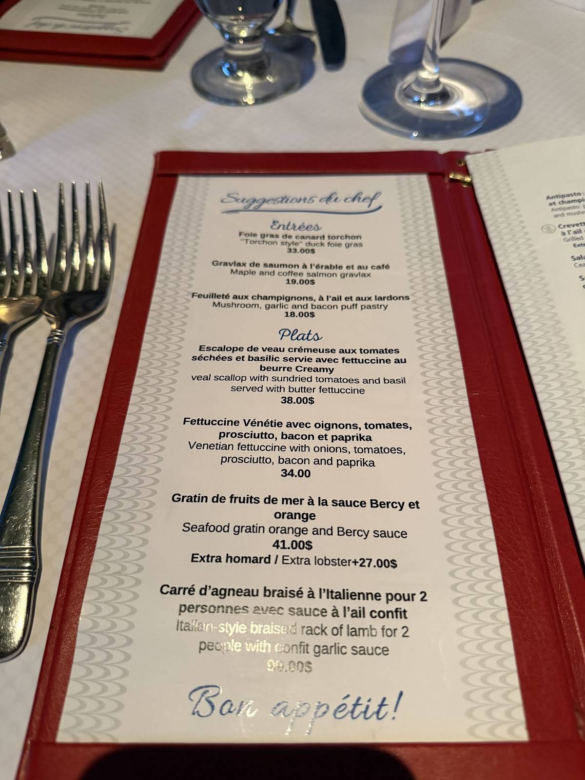 Menu de Conti Caffe