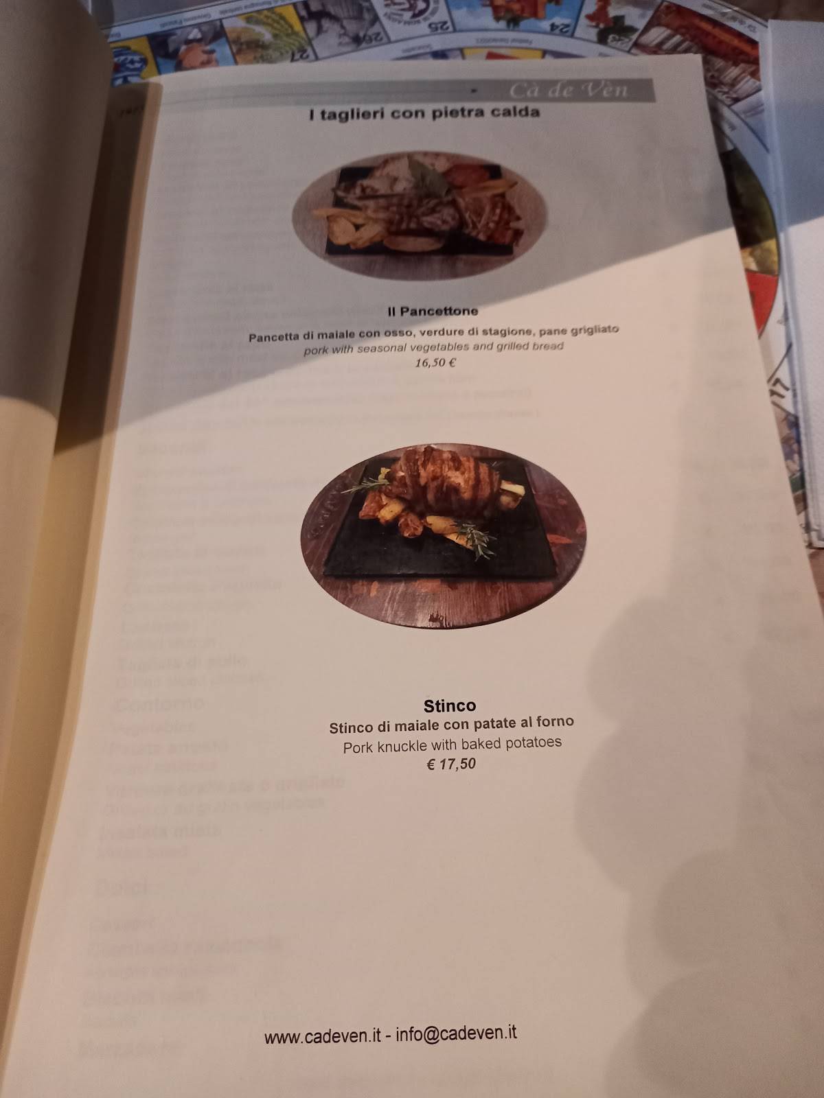 Menu di Ca' de Vèn 