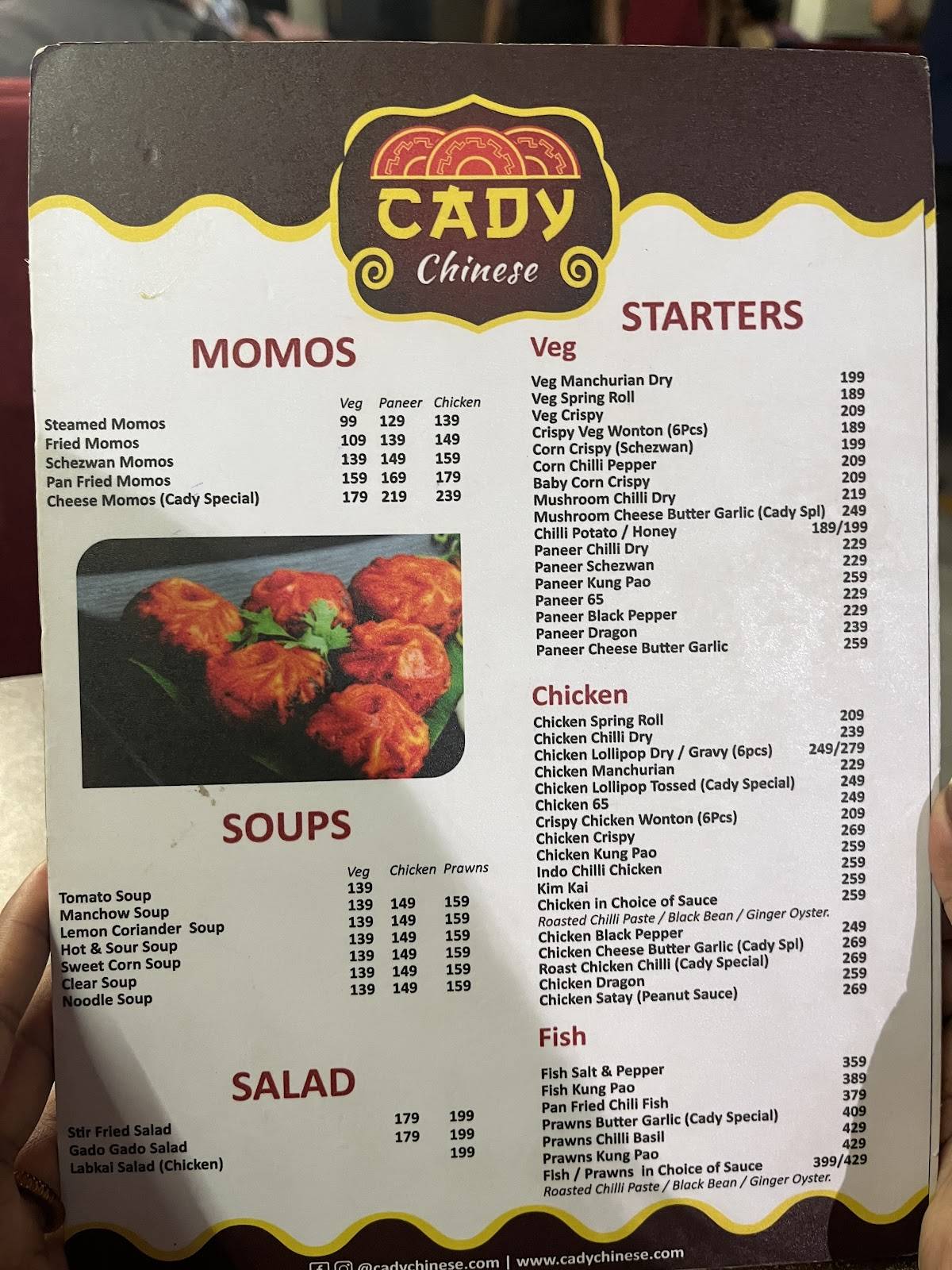 Cady Chinese menu