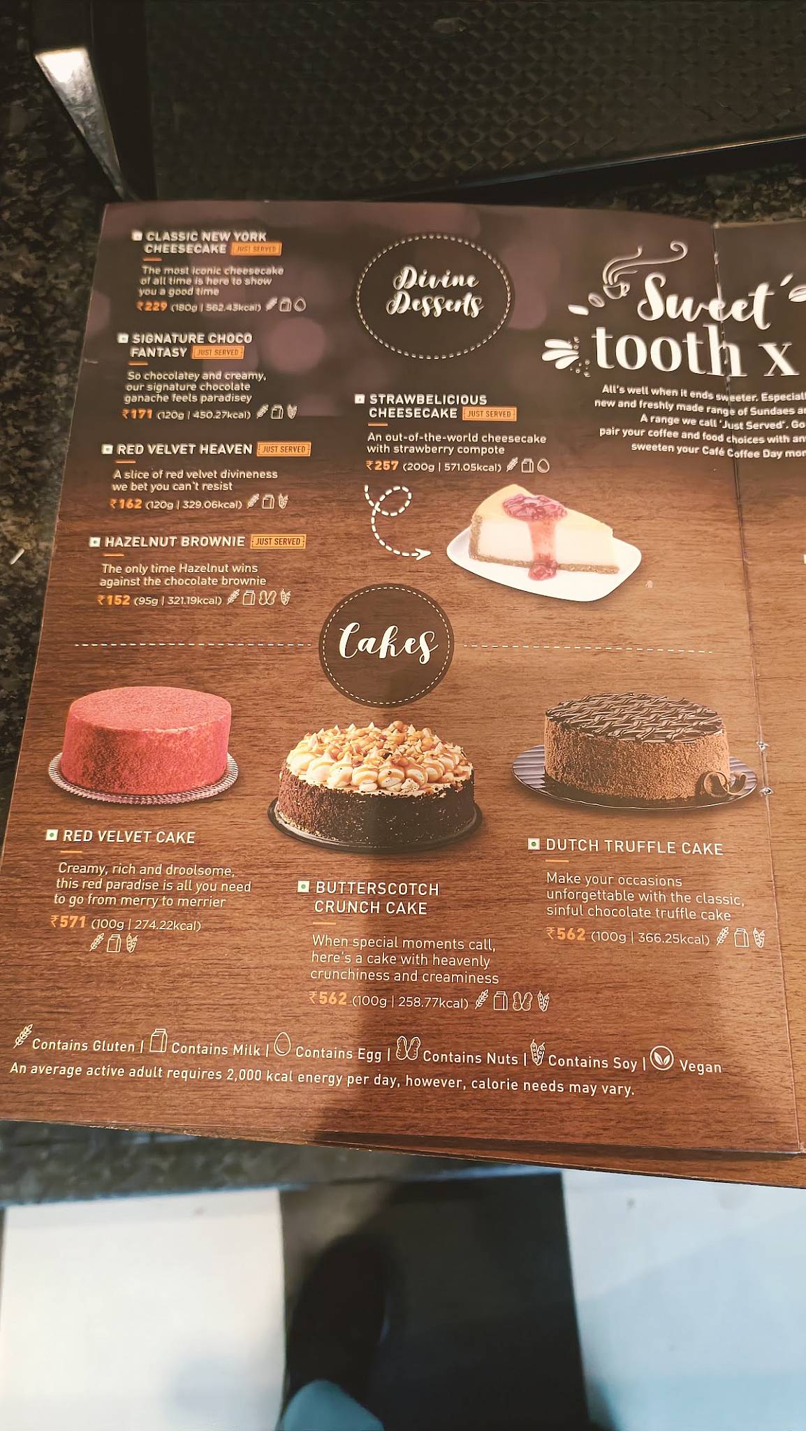 Café Coffee Day menu