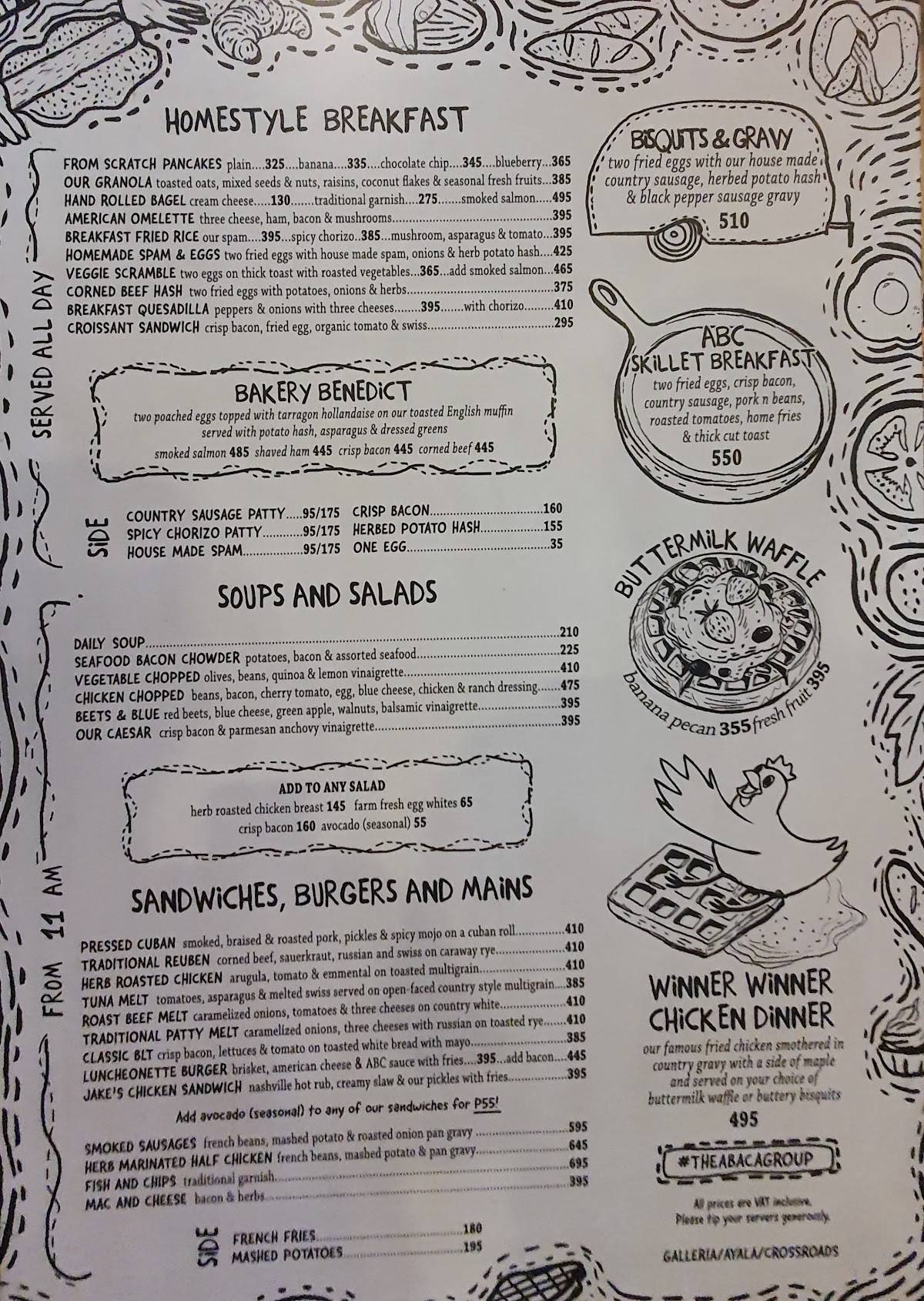 Menu at Abaca Baking Company cafe, Cebu City, The Terraces