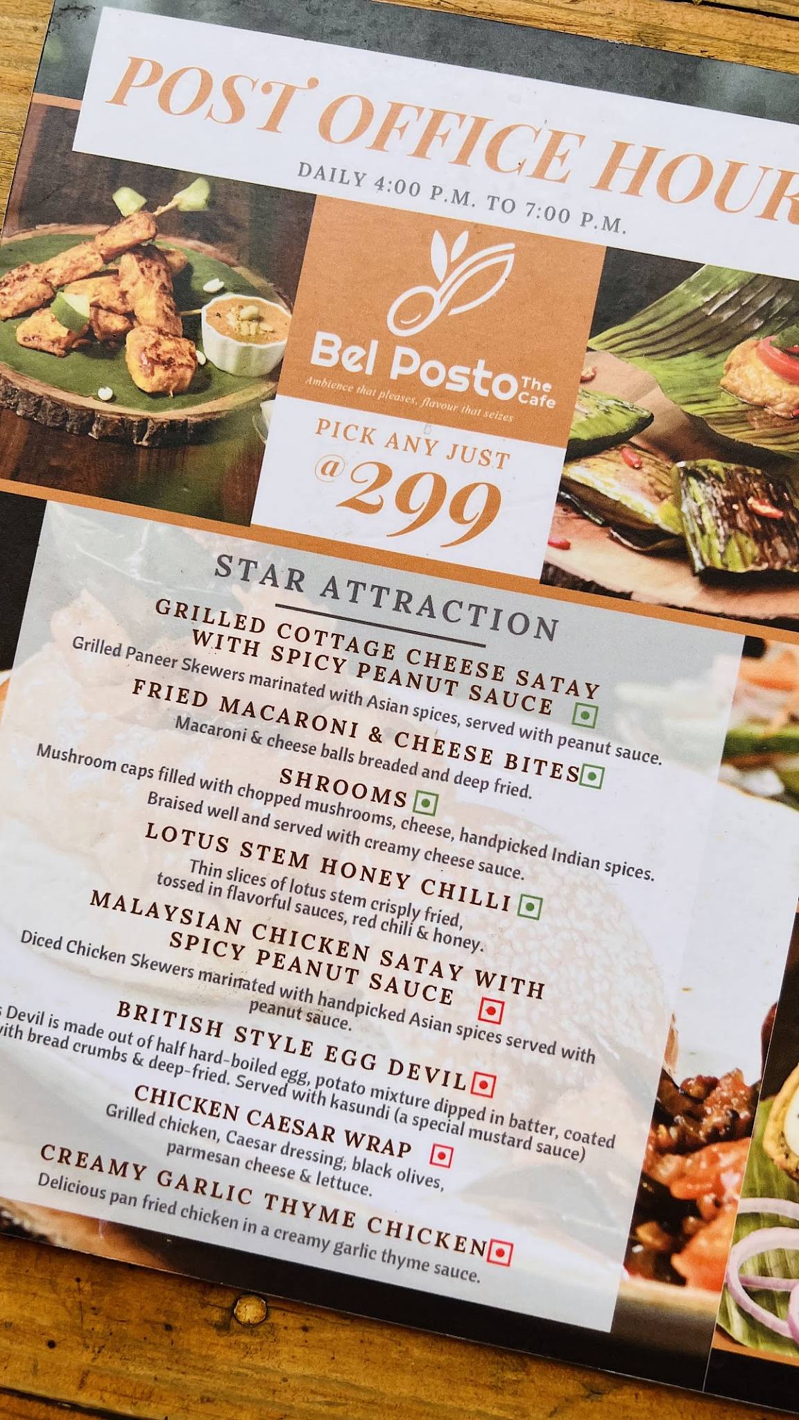 Menu at Bel Posto The Cafe, Hyderabad, Road 44