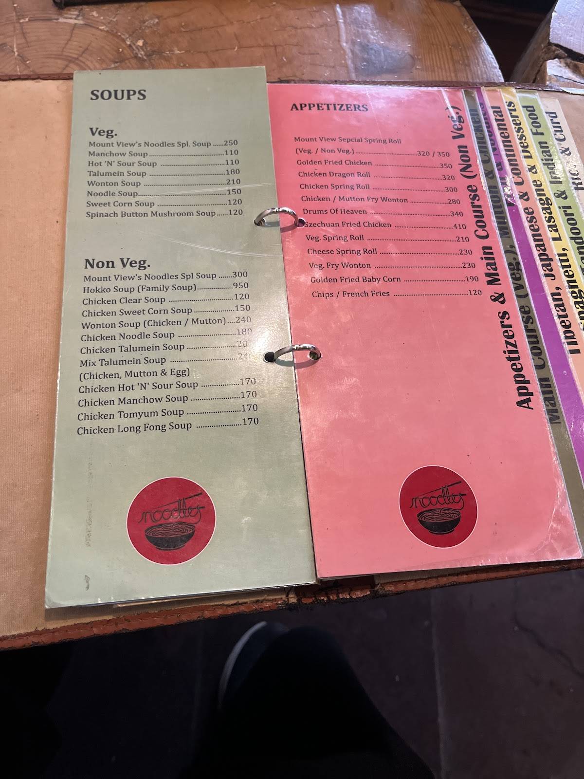 Mount View Noodles Restaurant menu