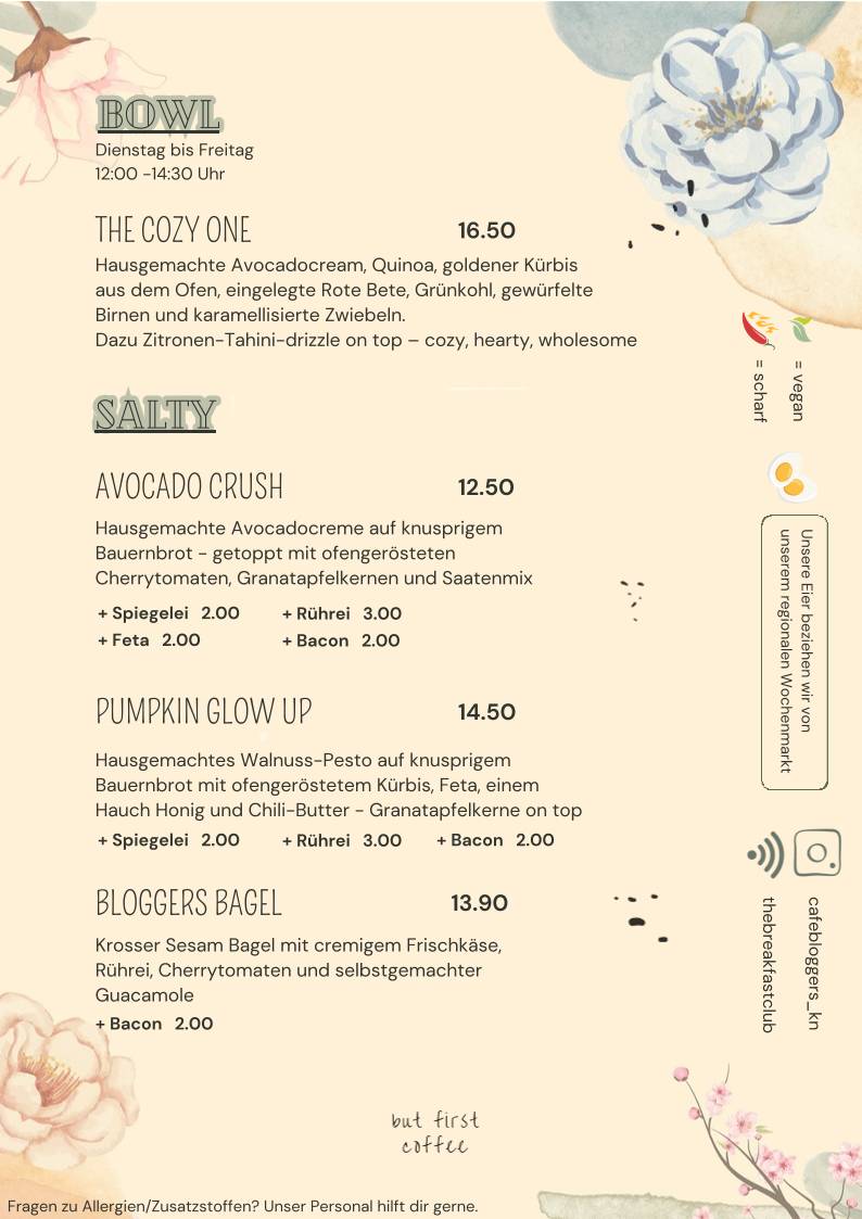 Menu de Café Bloggers