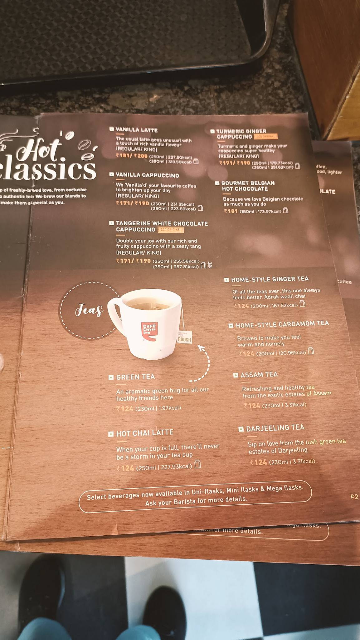 Café Coffee Day menu