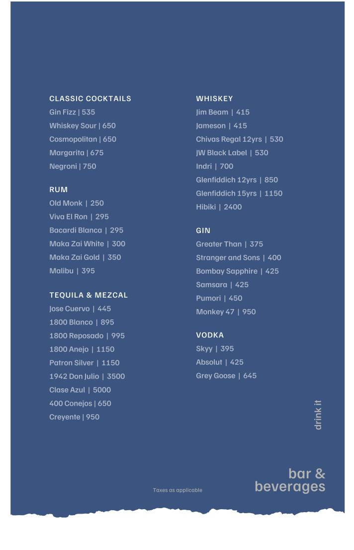 Cafe Calma menu
