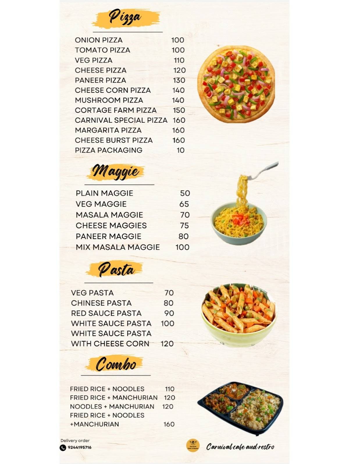 Carnival Cafe & Restro menu