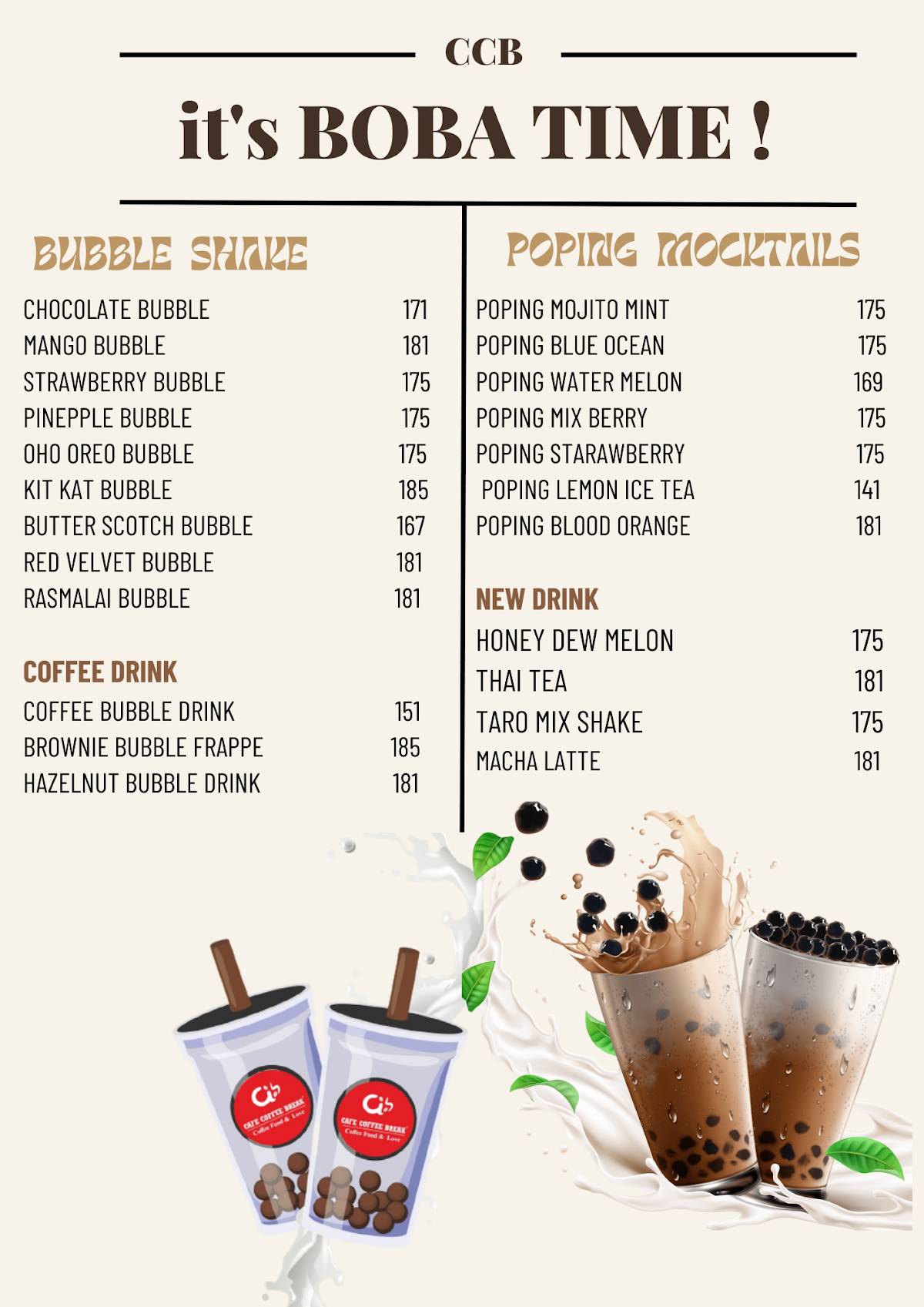 Café Coffee Break-CCB menu