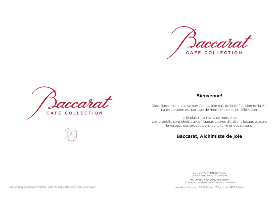 Menu de Café Collection Baccarat