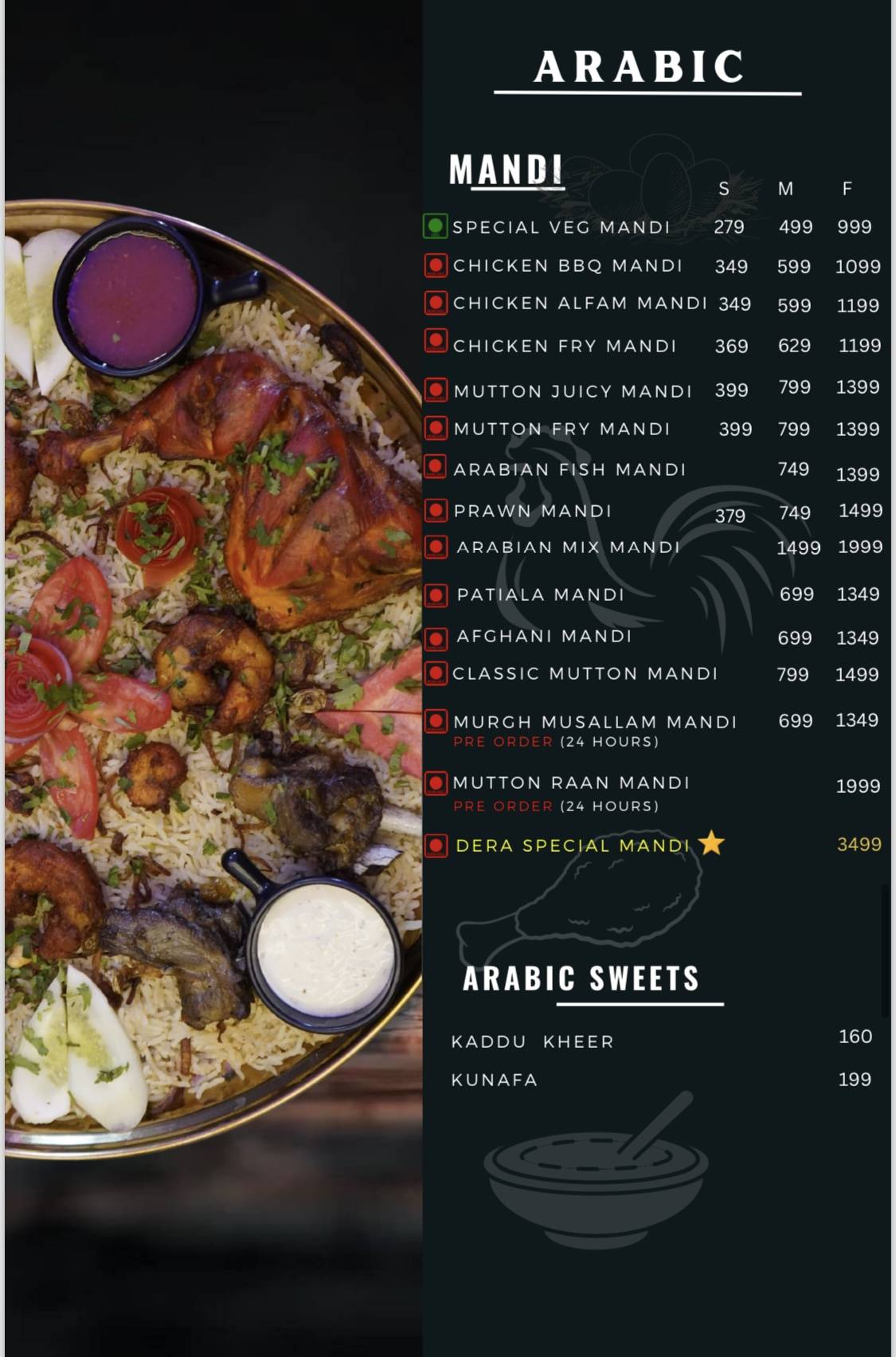 DERA RESTAURANT menu