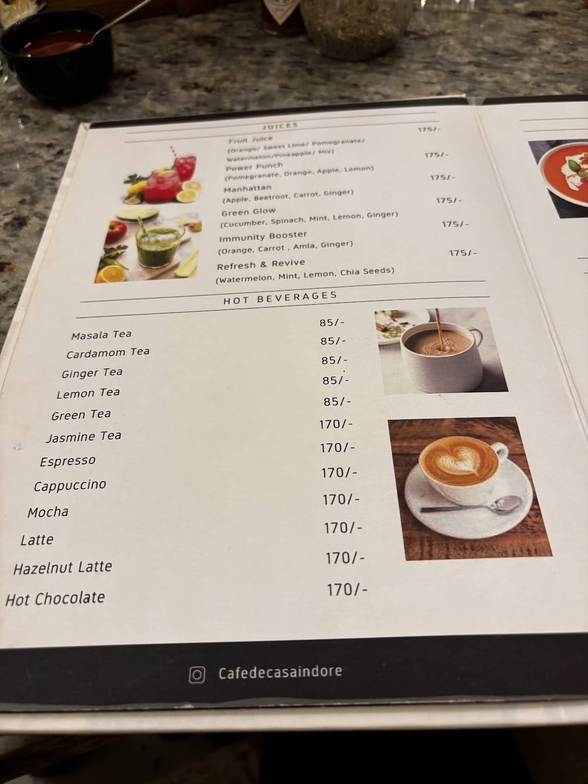 Cafe De Casa menu