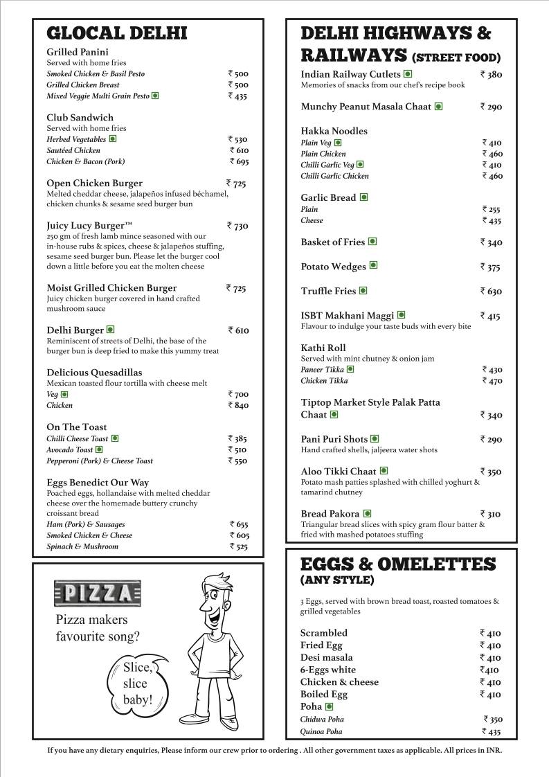 Cafe Delhi Heights menu