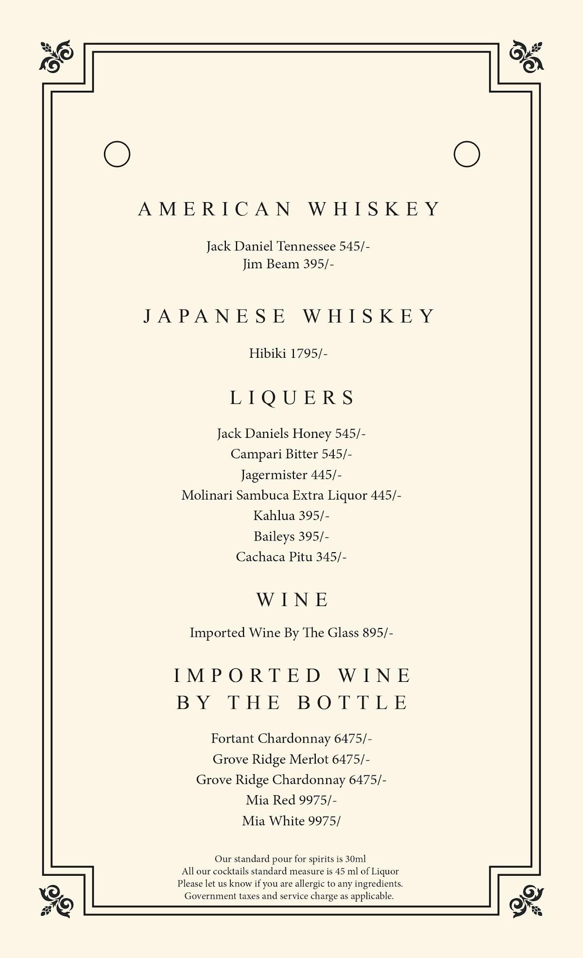 Down Sterling - Restaurant & Lounge Bar menu