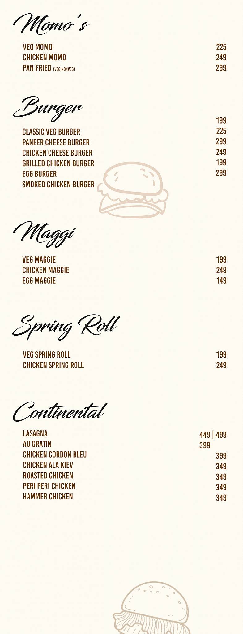 Firangi Cafe menu