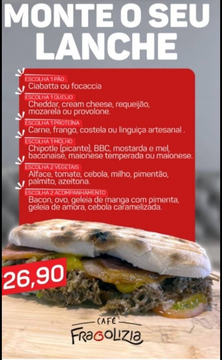 Café Fragolizia cardápio
