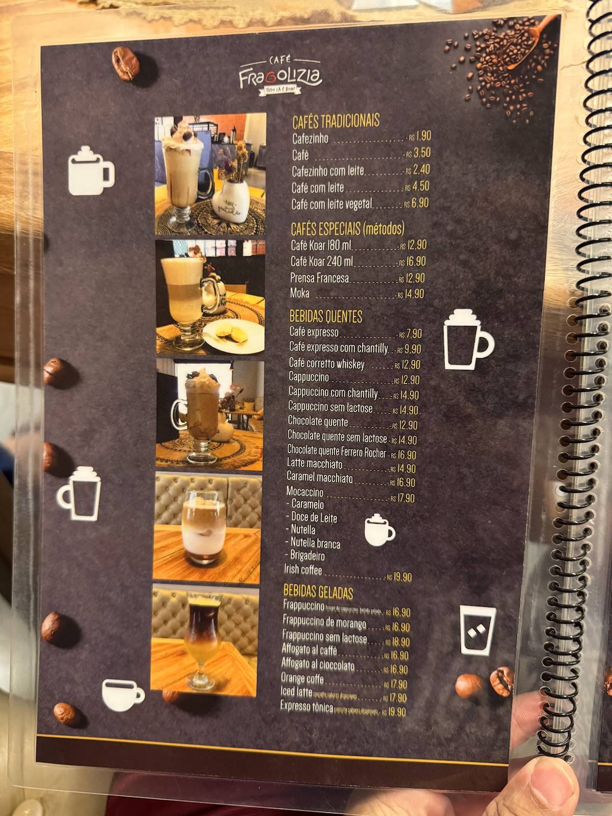 Café Fragolizia cardápio