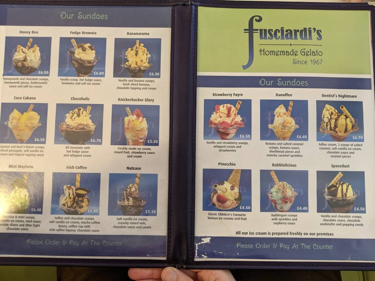 Menu at Gelato Famoso Ice Cream Parlour cafe, Eastbourne