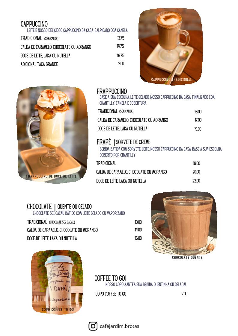 Café Jardim cardápio