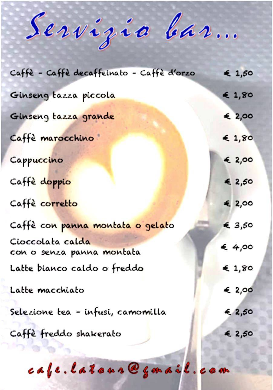 Menu di Cafe' La Tour Di Maurizio Villa & C. Sas 