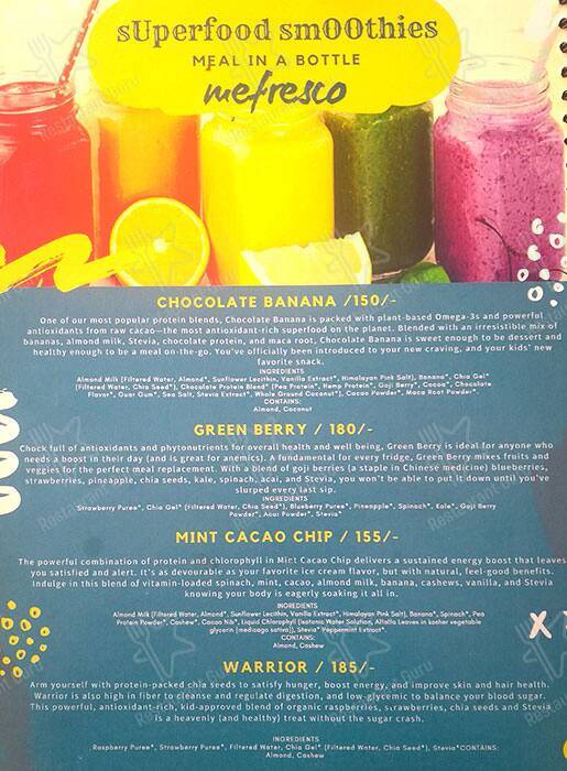 Cafe Mefresco menu