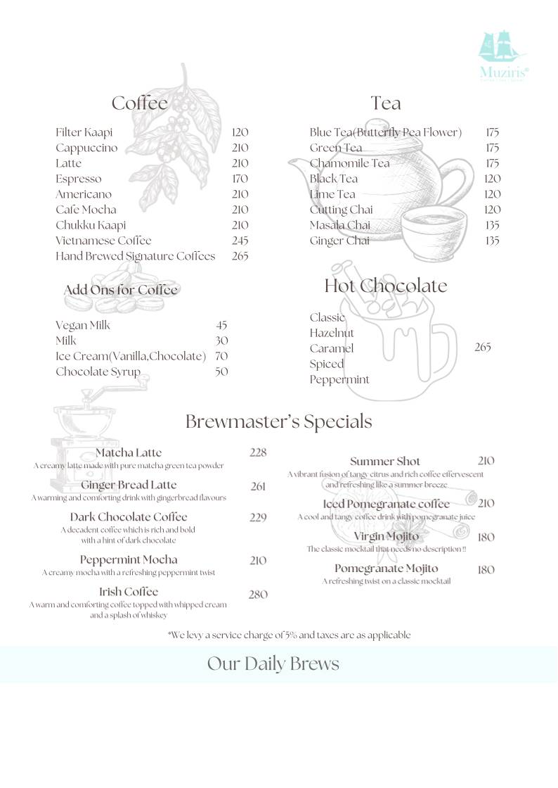 Cafe Muziris menu