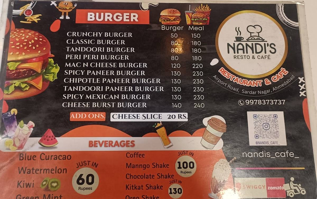 NANDI'S CAFÉ menu