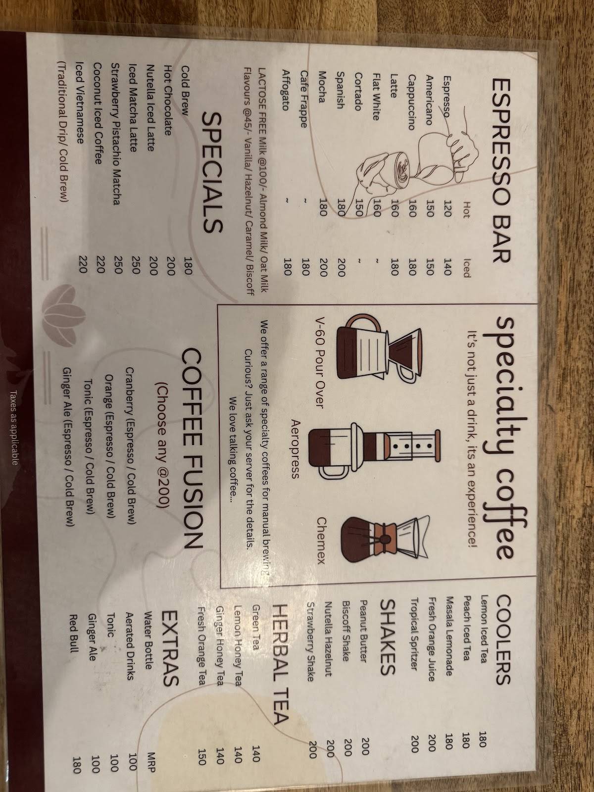 RANGOON COFFEE BREWERY JAIPUR - Best Cafes in Jaipur Coffee Shops in Jaipur Coffee House in Jaipur menu