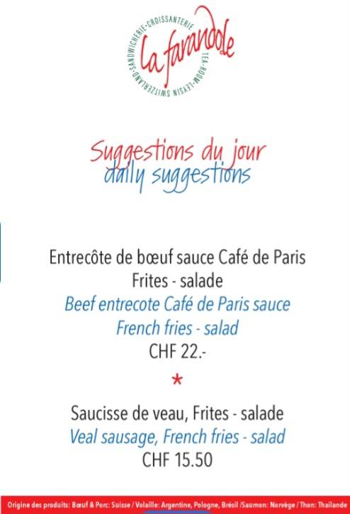 Menu di Café Restaurant la Farandole 