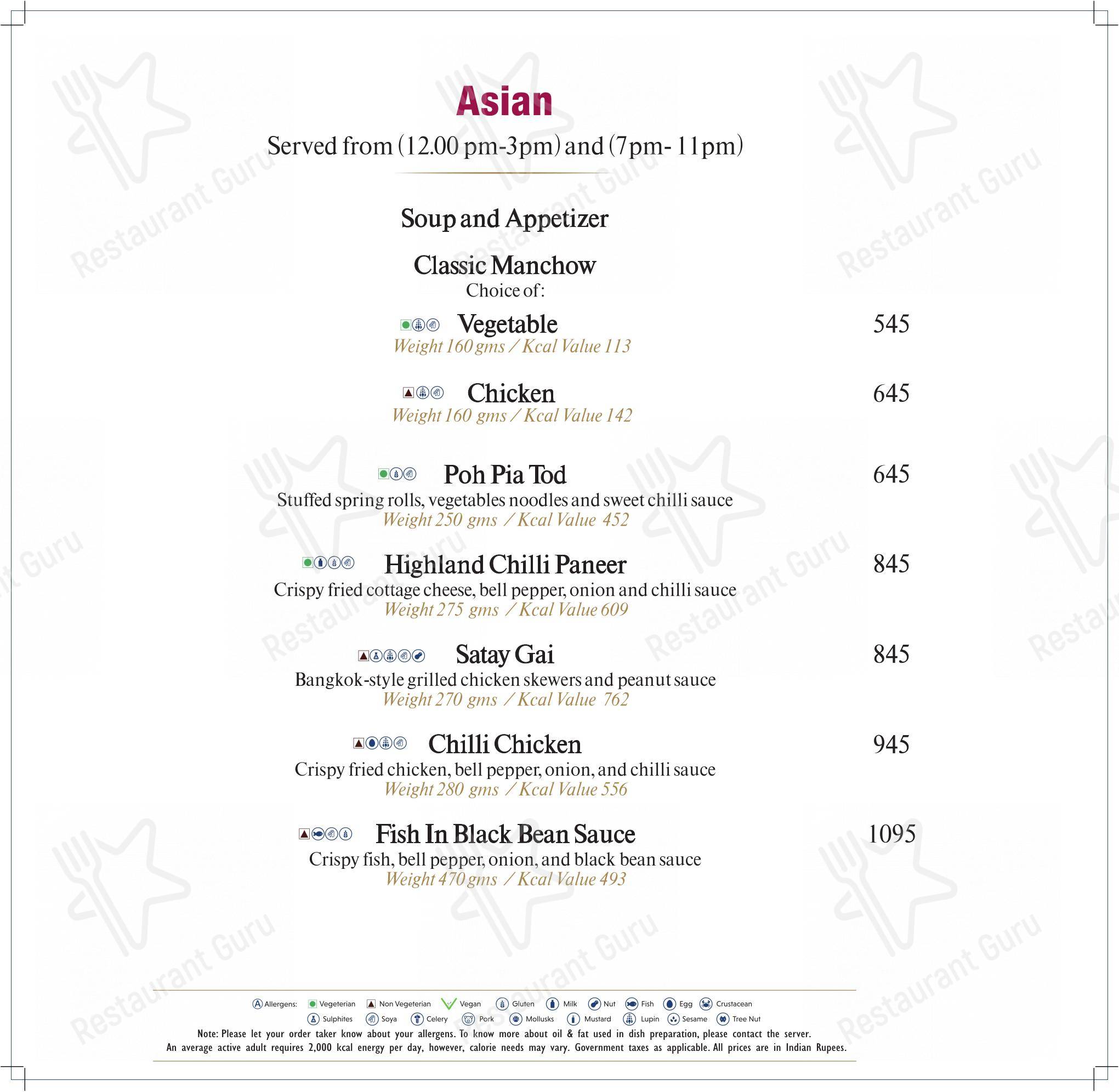 Menu for the Cafe Resto restaurant
